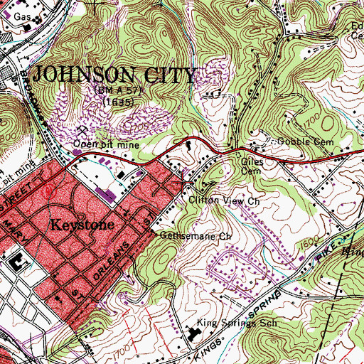 Topographic Map of Clifton View Church, TN