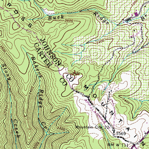 Topographic Map of Cross Mountain, TN