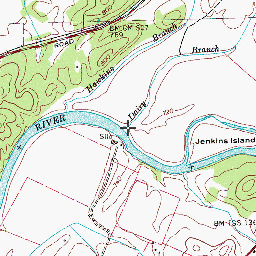Topographic Map of Dairy Branch, TN