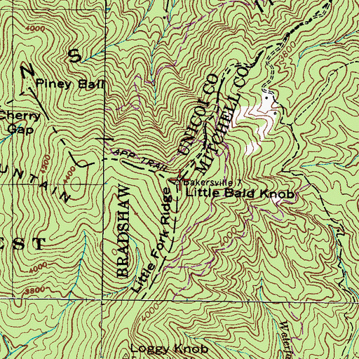Topographic Map of Little Bald Knob, TN