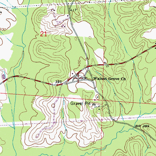 Topographic Map of Walnut Grove Cemetery, AL