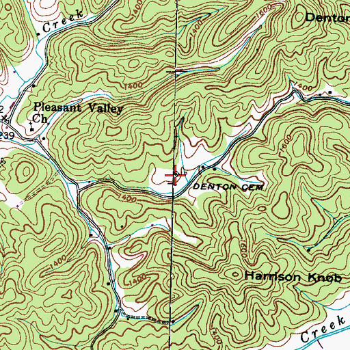 Topographic Map of Denton Cemetery, TN