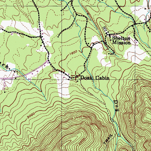 Topographic Map of Doak Cabin, TN
