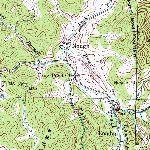 Topographic Map of Frog Pond Church, TN