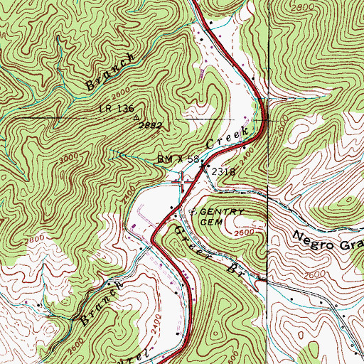 Topographic Map of Greer Branch, TN