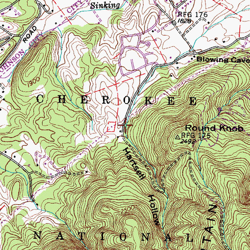 Topographic Map of Hartsell Hollow, TN