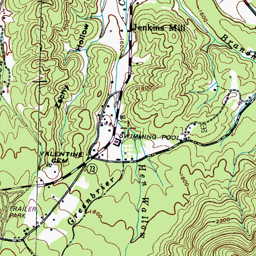 Topographic Map of Hen Wallow Creek, TN