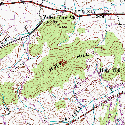 Topographic Map of Holy Hill, TN