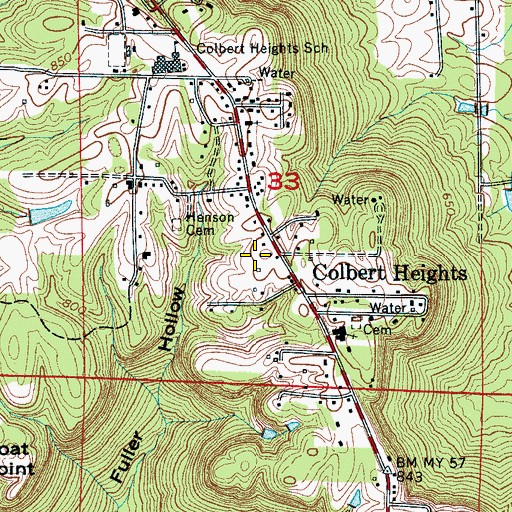 Topographic Map of Colbert Mountain, AL