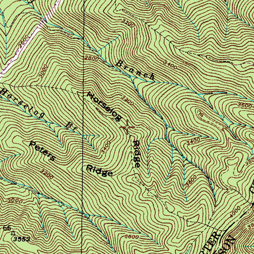 Topographic Map of Horselog Ridge, TN