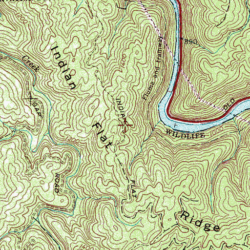 Topographic Map of Indian Flat Trail, TN