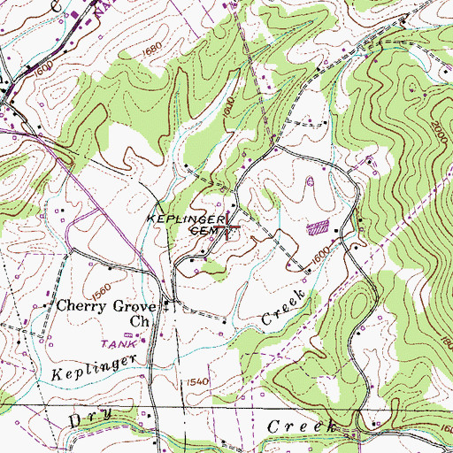 Topographic Map of Keplinger Cemetery, TN