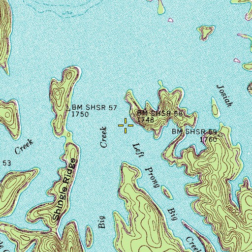 Topographic Map of Left Prong Big Creek, TN