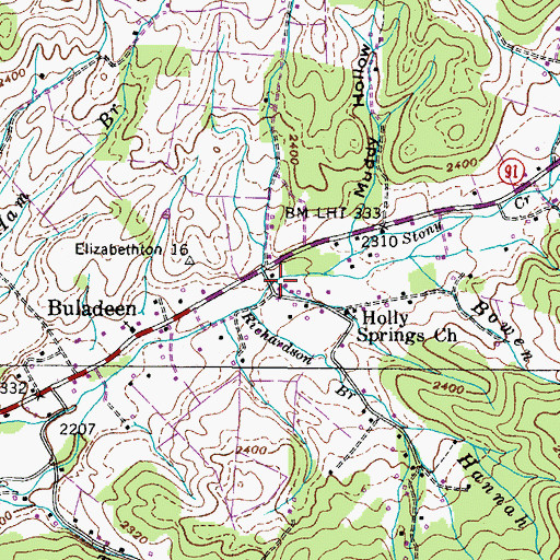 Topographic Map of Lick Branch, TN
