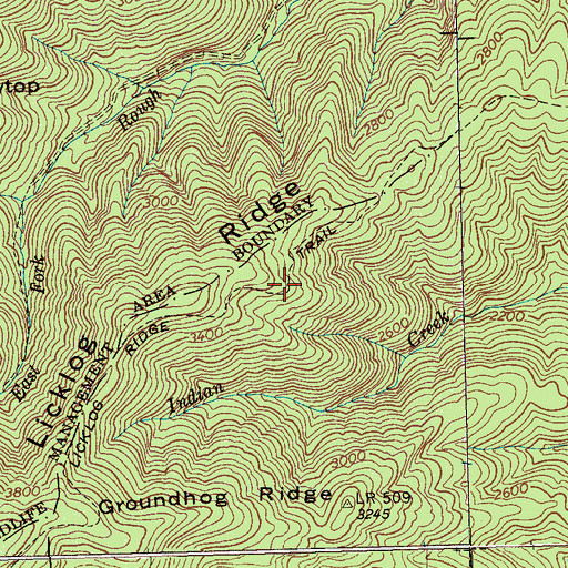 Topographic Map of Licklog Ridge Trail, TN