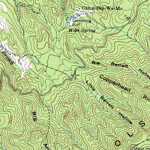 Topographic Map of Little Barrett Hollow, TN