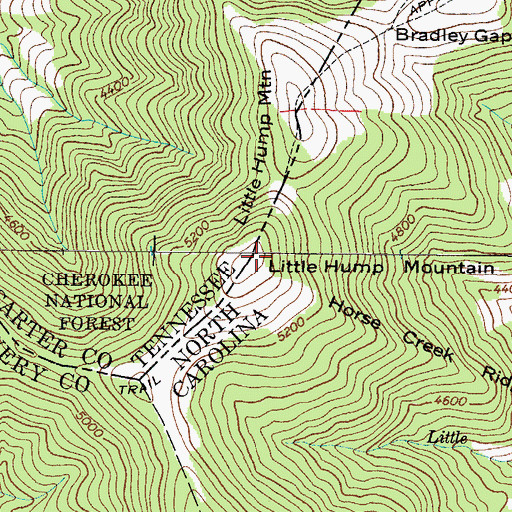 Topographic Map of Little Hump Mountain, TN