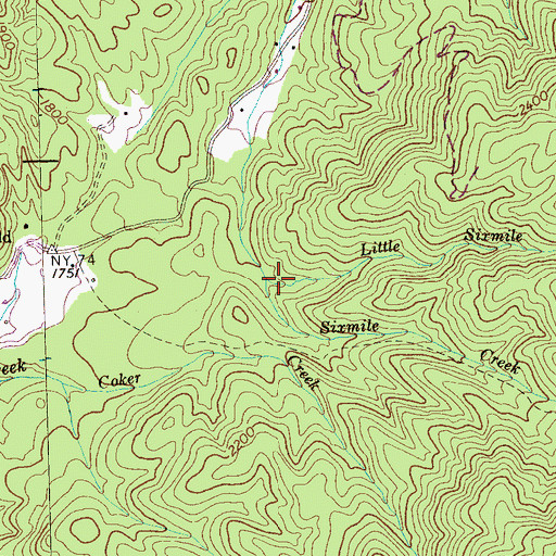 Topographic Map of Little Sixmile Creek, TN
