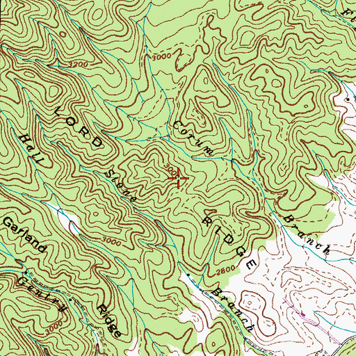 Topographic Map of Lord Ridge, TN