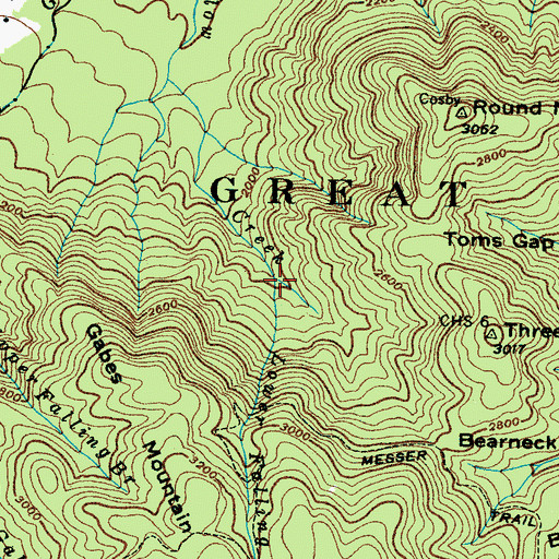 Topographic Map of Lower Falling Branch, TN