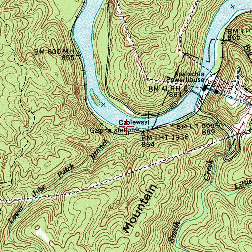 Topographic Map of Lower Jobe Patch Branch, TN