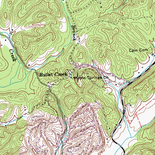 Topographic Map of Maple Springs Church, TN