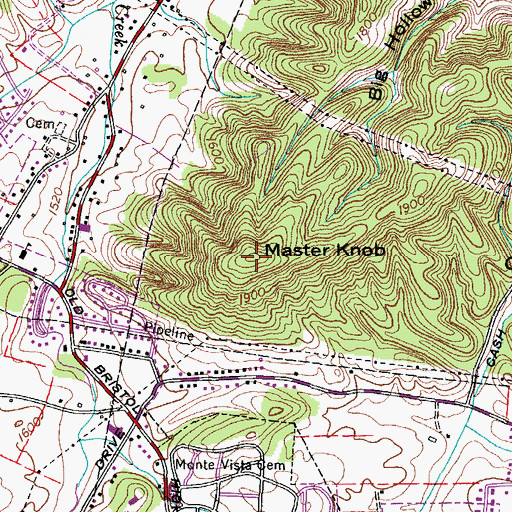 Topographic Map of Master Knob, TN