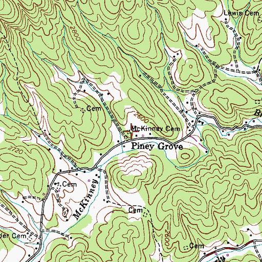 Topographic Map of McKinney Cemetery, TN