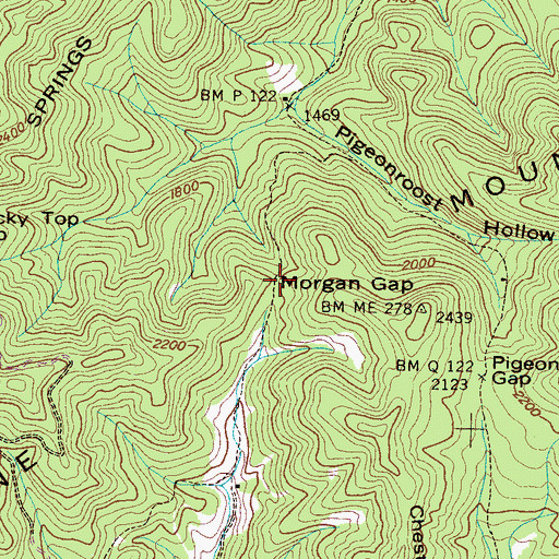 Topographic Map of Morgan Gap, TN