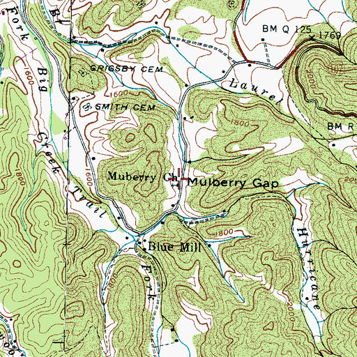 Topographic Map of Muberry Church, TN