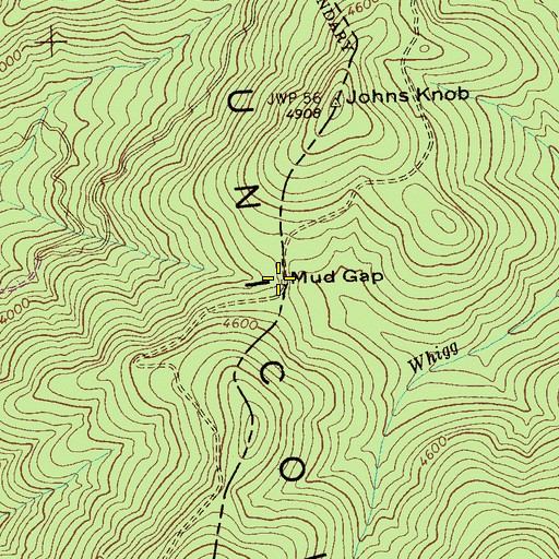 Topographic Map of Mud Gap, TN