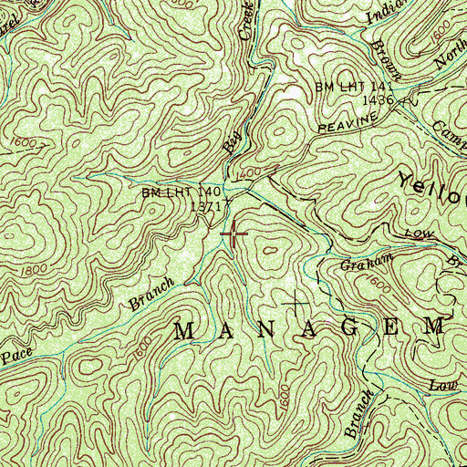 Topographic Map of Pace Branch, TN