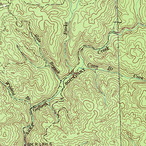 Topographic Map of Parks Branch, TN