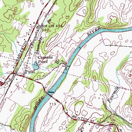 Topographic Map of Paul Branch, TN