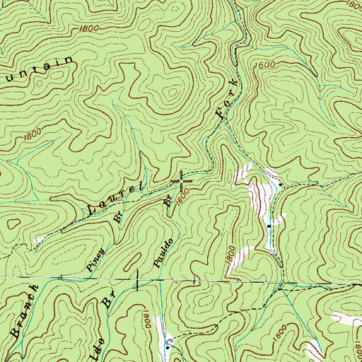 Topographic Map of Pauldo Branch, TN