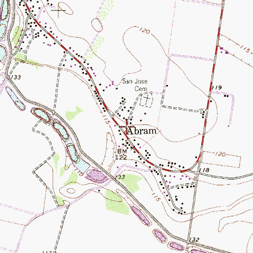 Topographic Map of Abram, TX