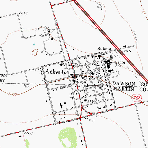 Topographic Map of Ackerly, TX