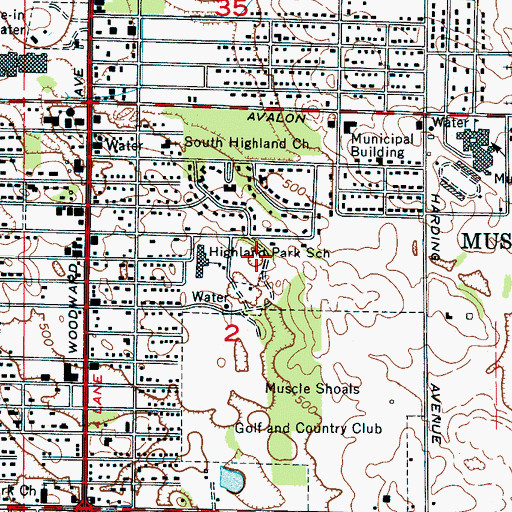Topographic Map of John W Gattman Park, AL