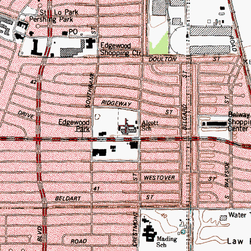 Topographic Map of Alcott School, TX