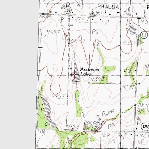 Topographic Map of Andrews Lake, TX