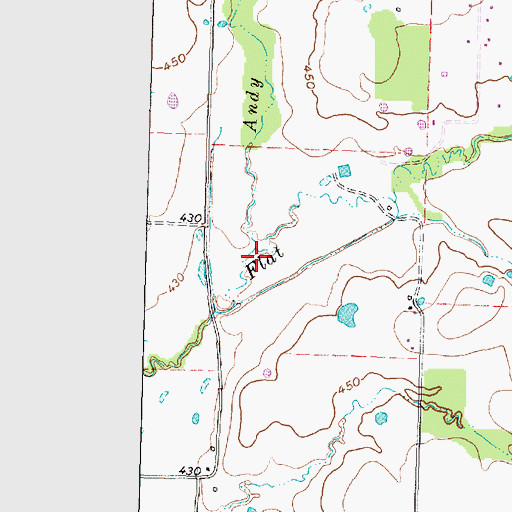 Topographic Map of Andy Branch, TX
