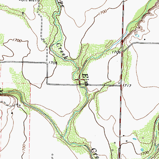 Topographic Map of Antelope Creek, TX