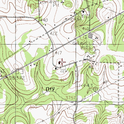 Topographic Map of Antioch School, TX