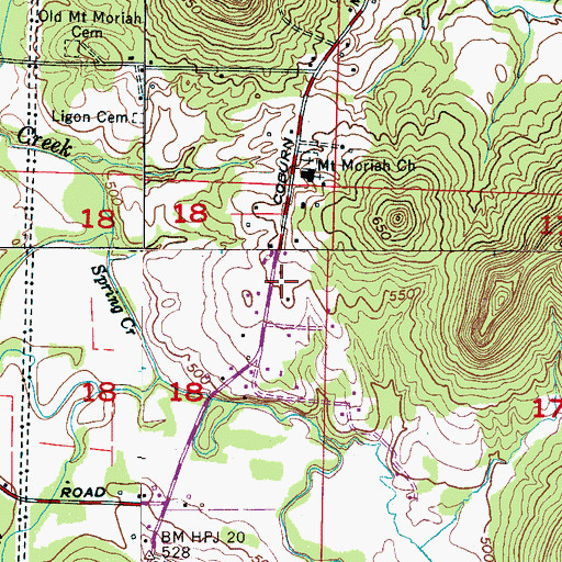 Topographic Map of Mount Moriah School (historical), AL
