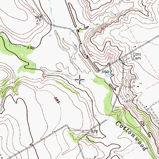 Topographic Map of Armstrong Creek, TX