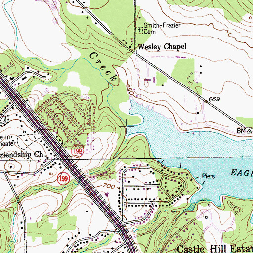 Topographic Map of Ash Creek, TX