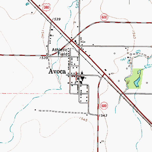 Topographic Map of Avoca, TX