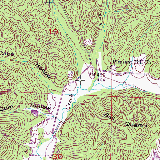 Topographic Map of Opossum Hollow, AL