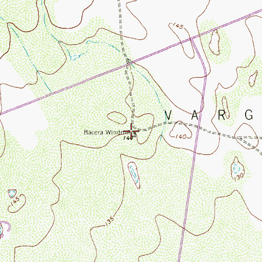 Topographic Map of Bacera Windmill, TX