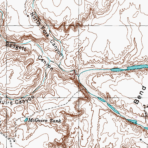 Topographic Map of Badgett Canyon, TX